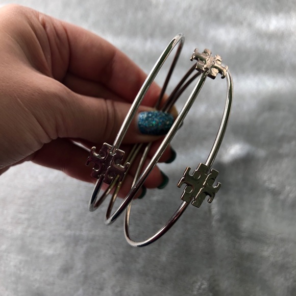 Tory Burch Silver Bangles - Set of 3 Bracelets - Picture 7 of 9